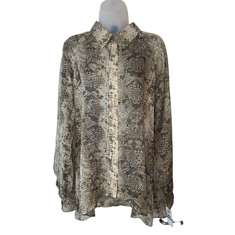 New 2OH Threads Snake Print Blouse Size Medium